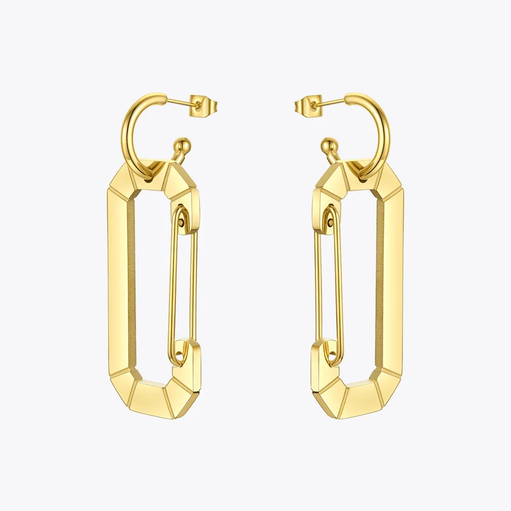 Safety Buckle Hollow Drop Earrings - Image 5