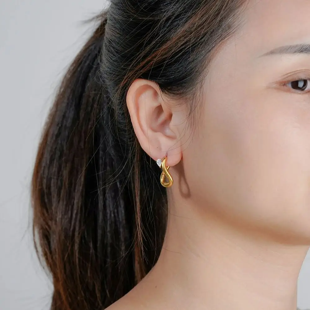 Oval Zircon Stud Earrings - Image 2