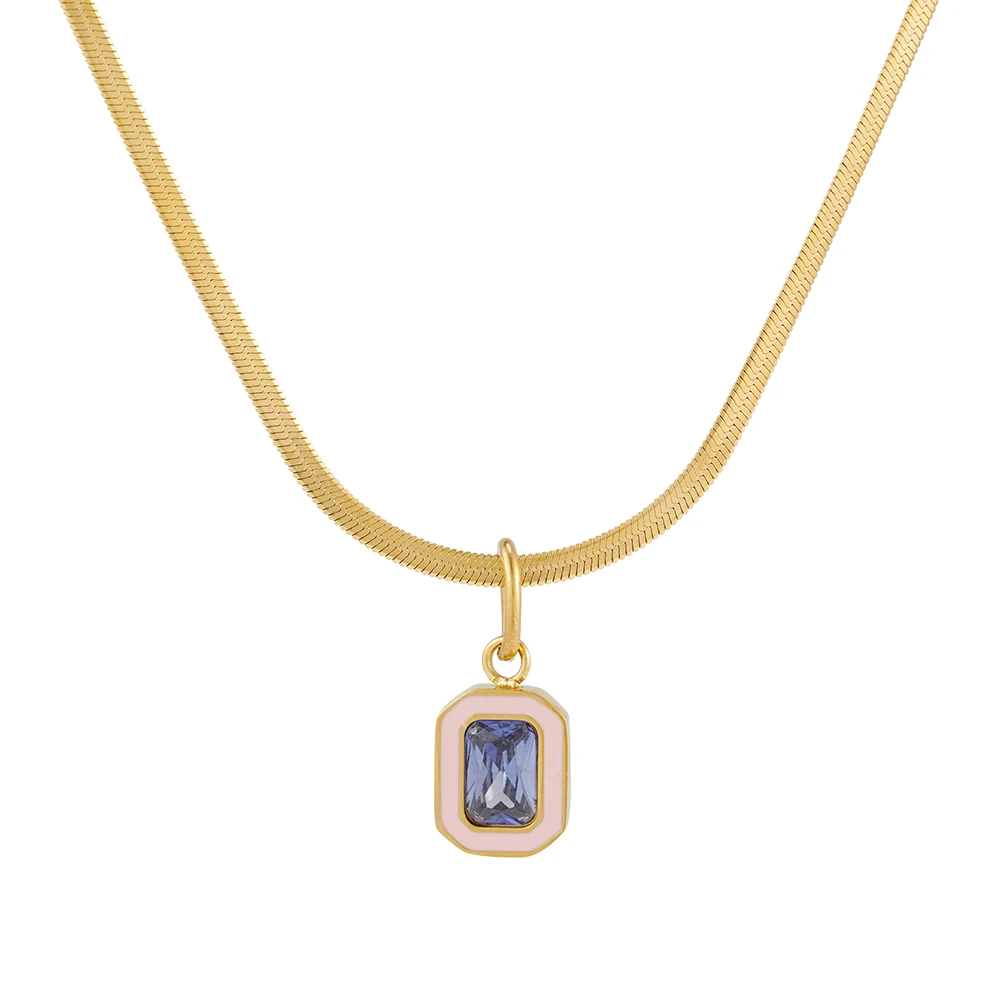 Slice Oil Dripping Zircon Necklace - Image 6