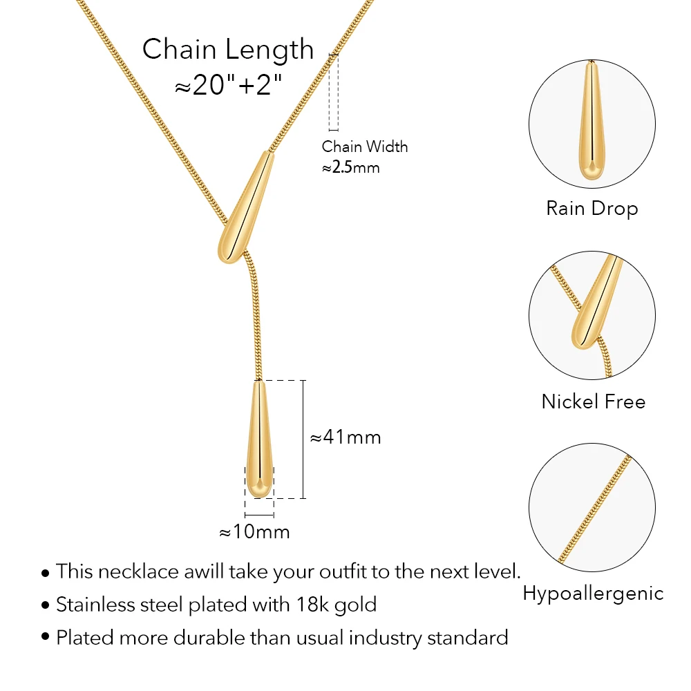 Rain Drop Snake Chain Pendant Necklace - Image 8