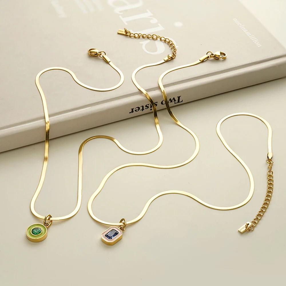 Slice Oil Dripping Zircon Necklace - Image 3