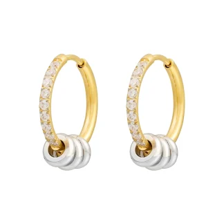 Two Tone Zircon Hoop Earrings