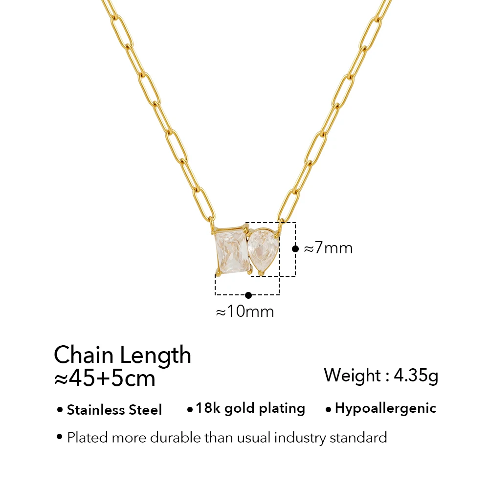 Square Rain Drop Zircon Necklace - Image 7