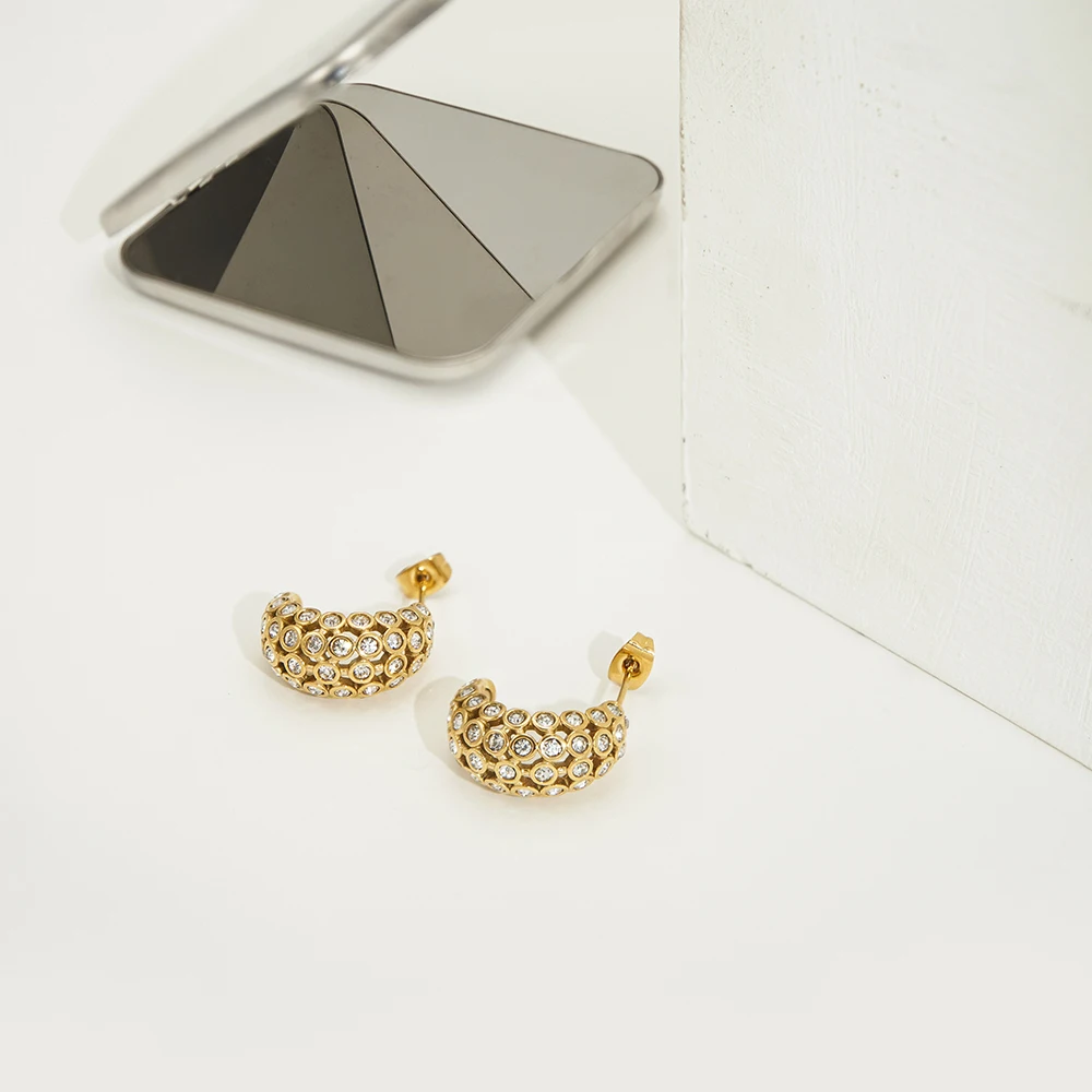 C Shaped Stud Earrings - Image 2