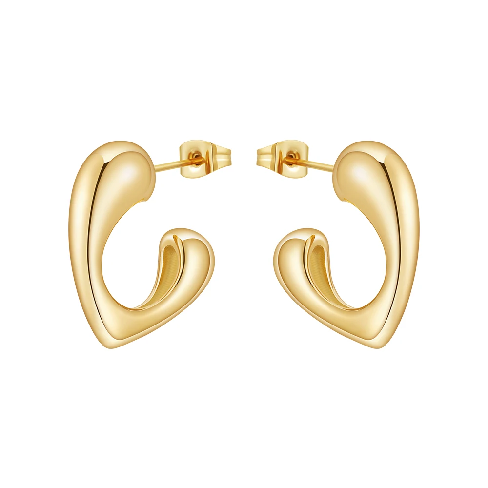 Glossy Heart Stud Earrings