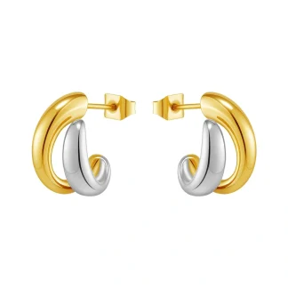 Irregular Two Tone Hoop Earrings