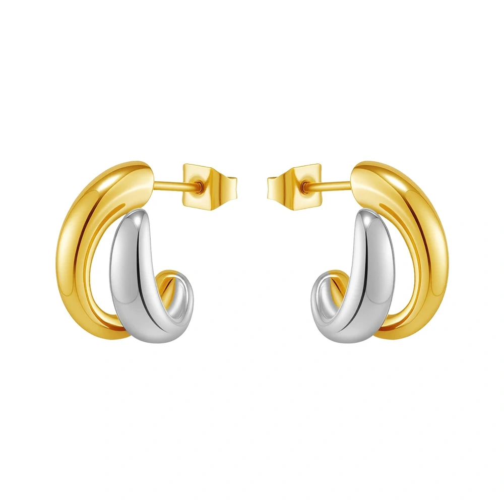Irregular Two Tone Hoop Earrings