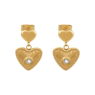 Heart Zircon Drop Earrings