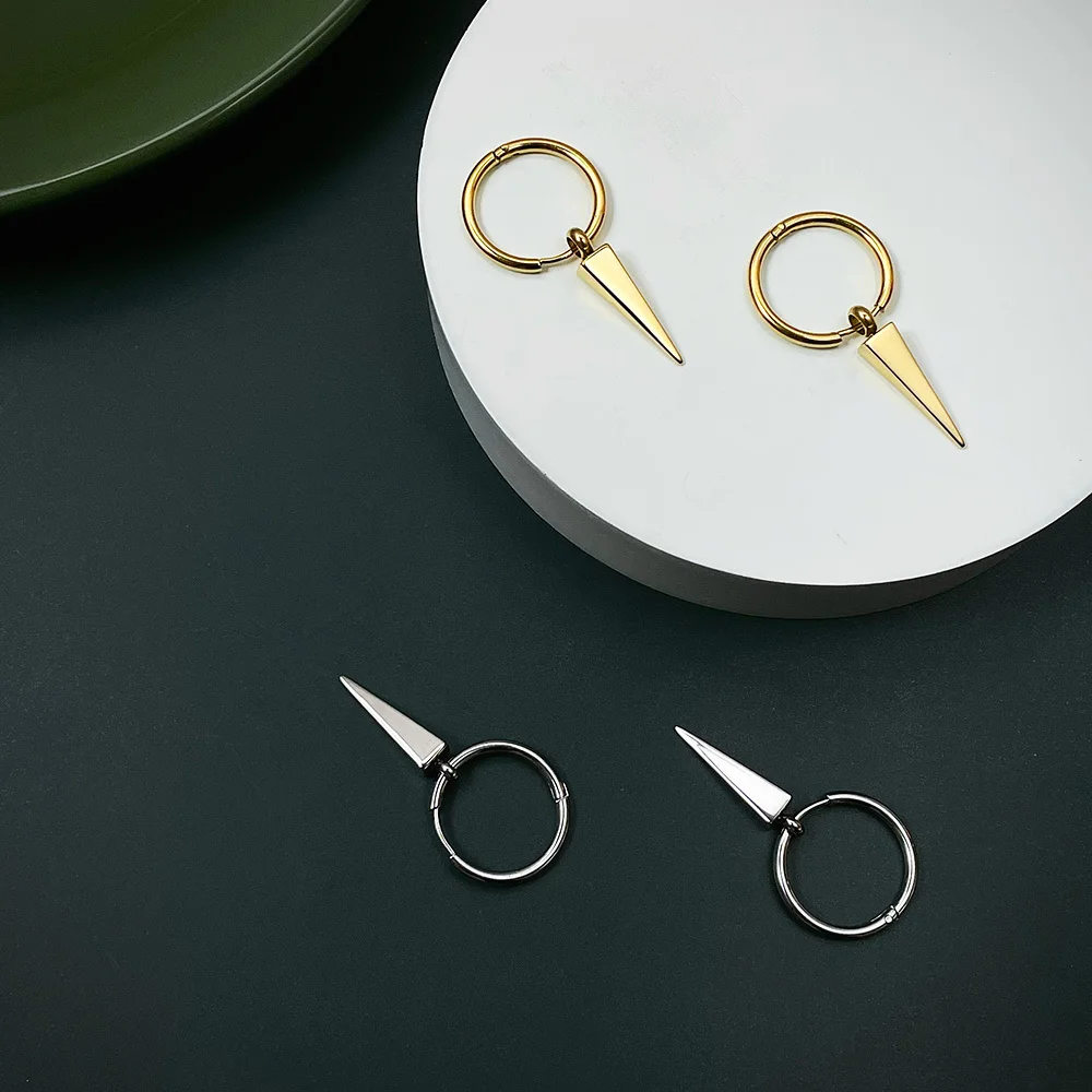 Pyramid Spike Drop Earrings - Image 3