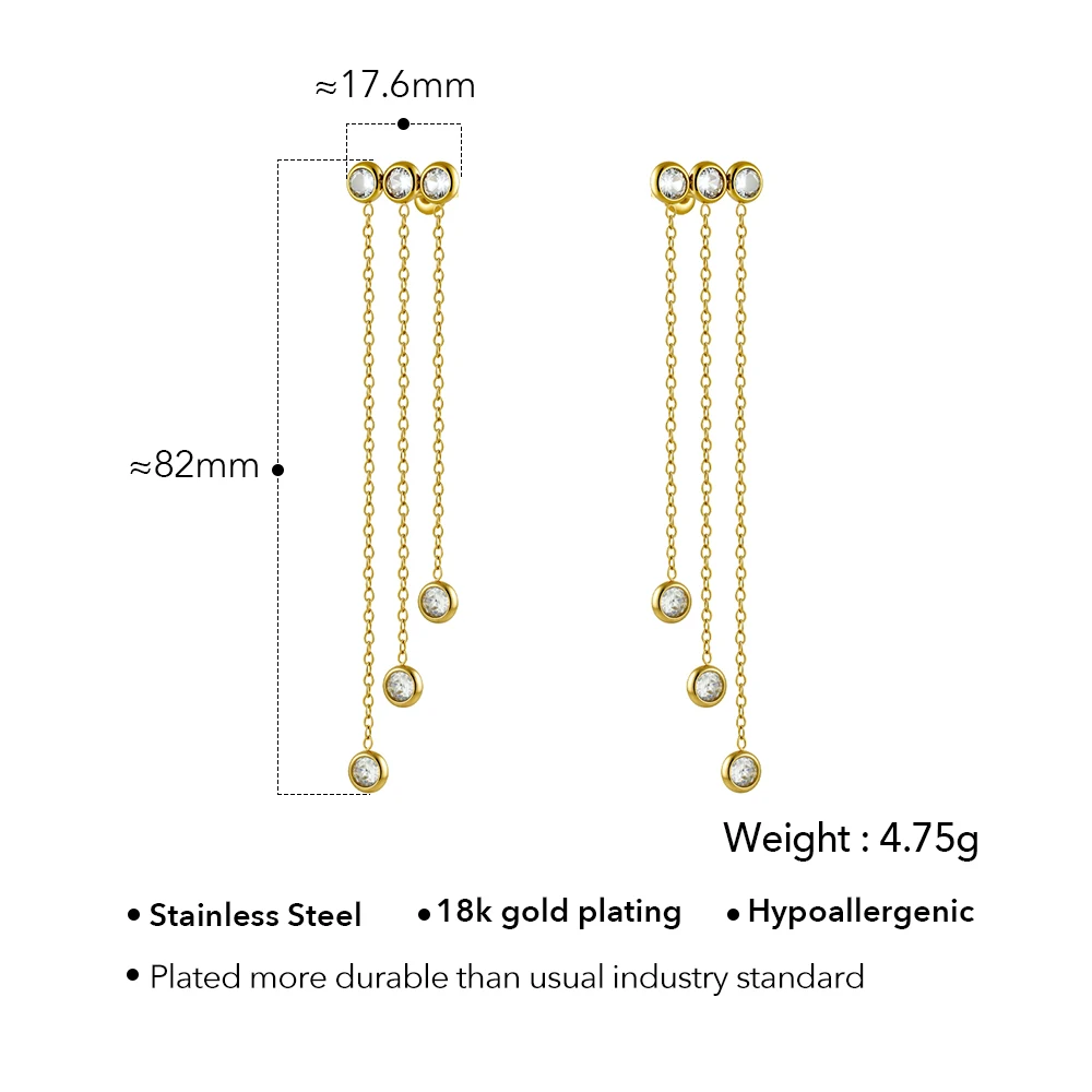 Long Chain Zircon Drop Earrings - Image 7